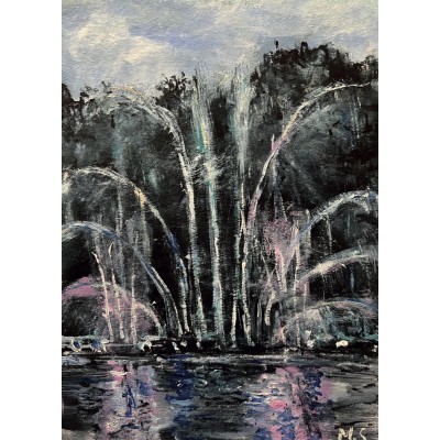 City Fountains. Evening — Original Oil Painting by Marina Stognieva